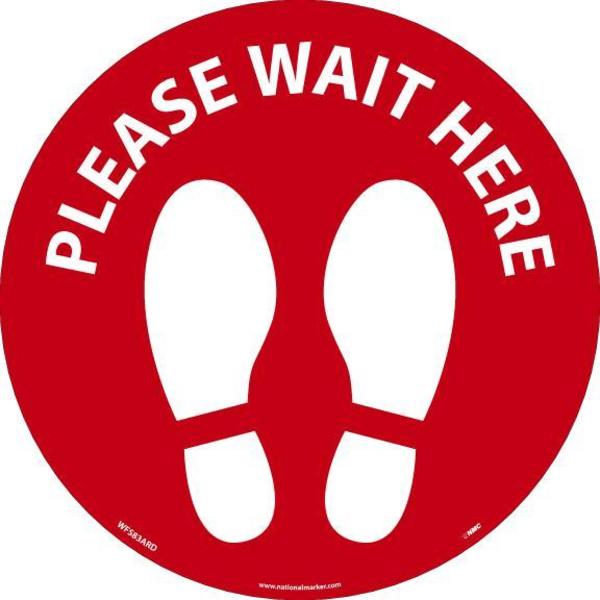 Nmc Please Wait Footprint Walk On Floor Sign, WFS83ARD WFS83ARD